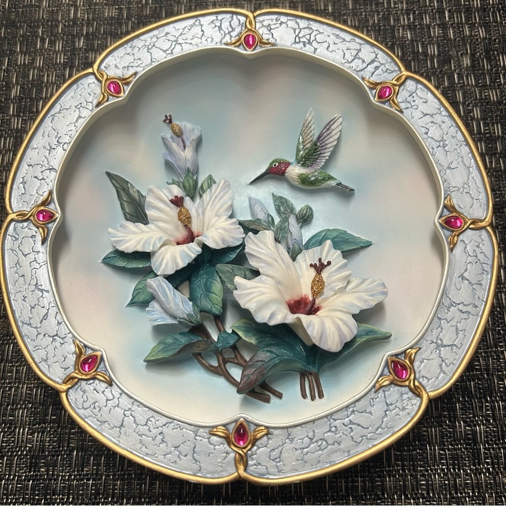 Vintage Morning Jewels Lena Liu The Bradford Exchange Hummingbird Flower Plate